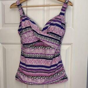 Lands' End Purple and Pink Patterned Swim Camisole